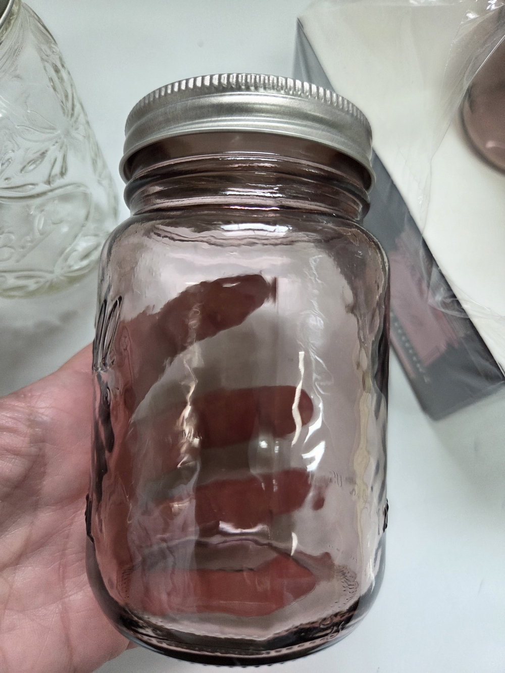 5 Glass Ball Jars with Silver Lids